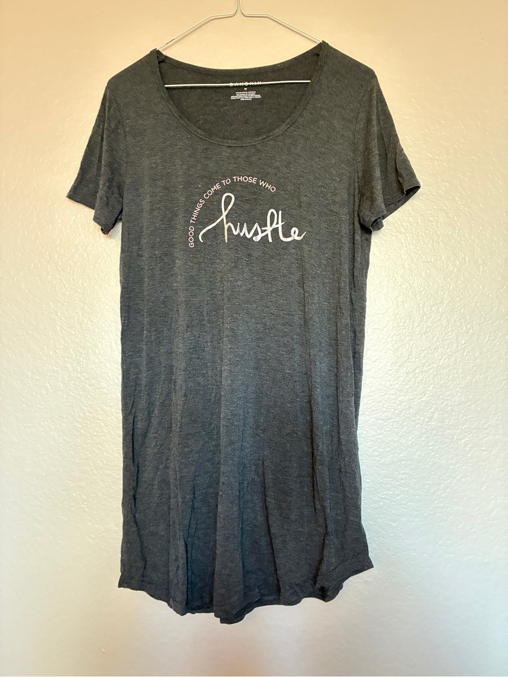Danskin Hustle Graphic Grey Womens Dress - Casual Tee Dress